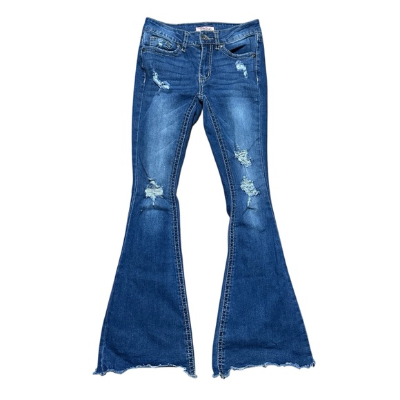 Women’s Y2K True Leech Blue Super Flared Denim Jeans Size 3/4